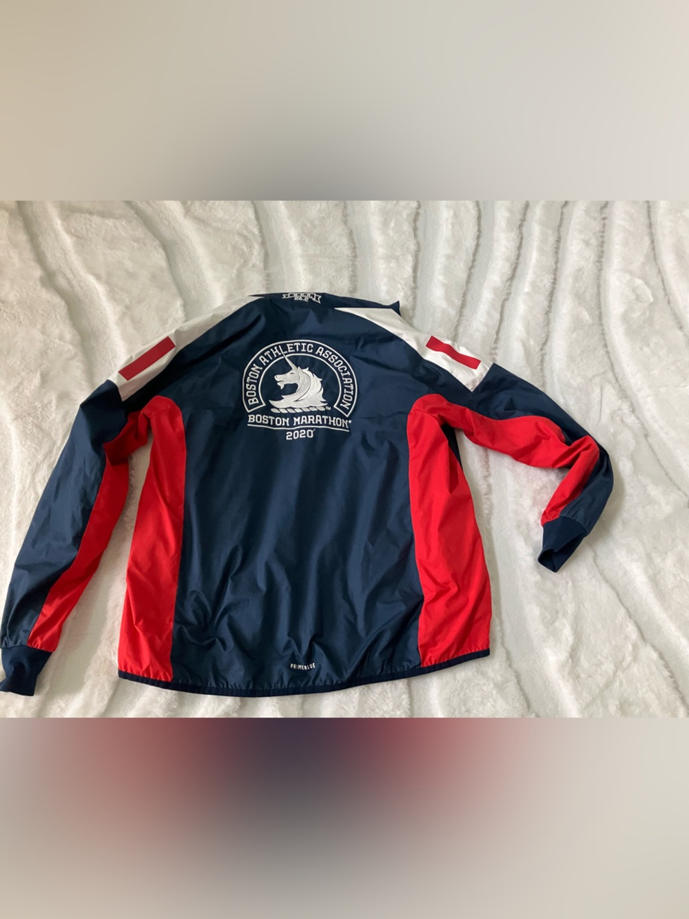 Boston Marathon 2020 adidas Navy Blue and Red Boston Marathon Windbreaker Jacket